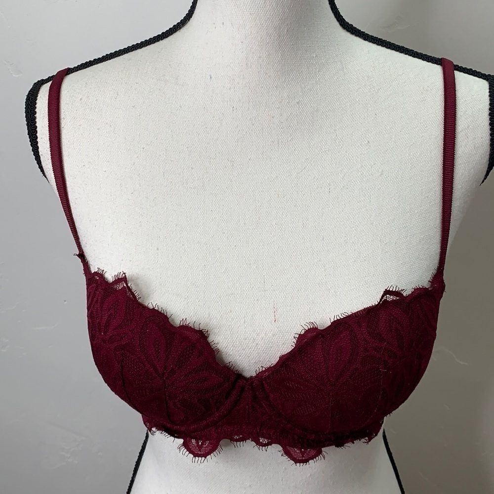Pink by VS Burgundy Lace Bra - Sz 32D